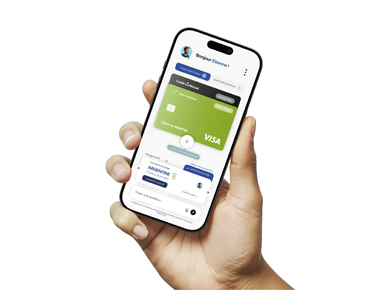 L'application MOWGLY sur téléphone : garanties de carte bancaire lisibles