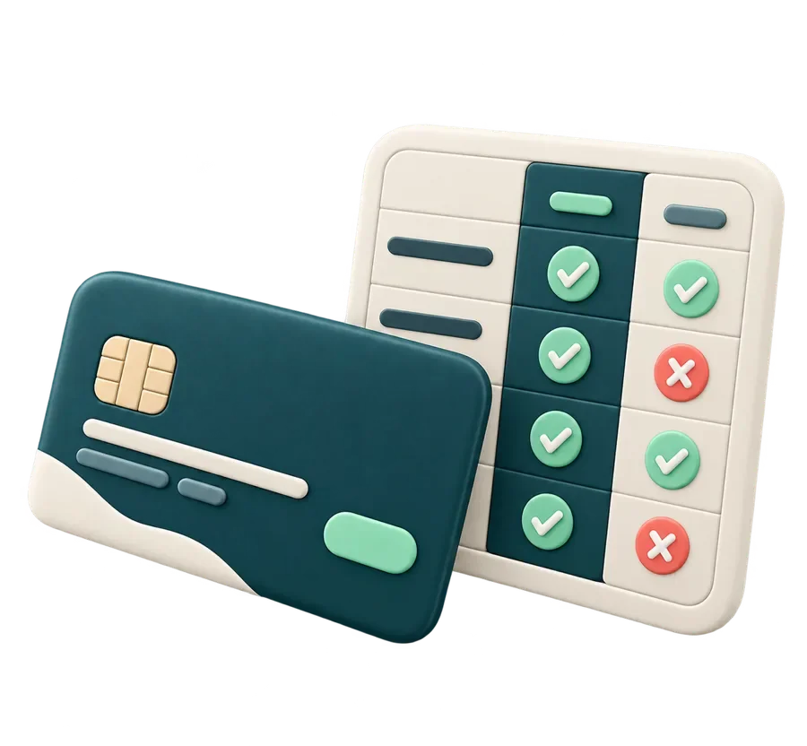 Illustration : carte bancaire et tableau de garanties